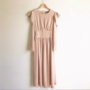 Nasty Gal Collection Velvet Gathered Sleeve Midi Dress New